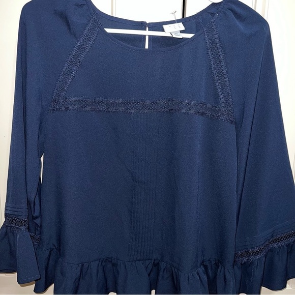 NWT A New Day Xavier Navy Blue Long Sleeve Blouse Size X Small - Picture 6 of 12